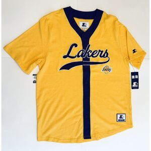 Los Angeles Lakers Starter NBA Baseball Jersey Gold Purple Men’s Size Large